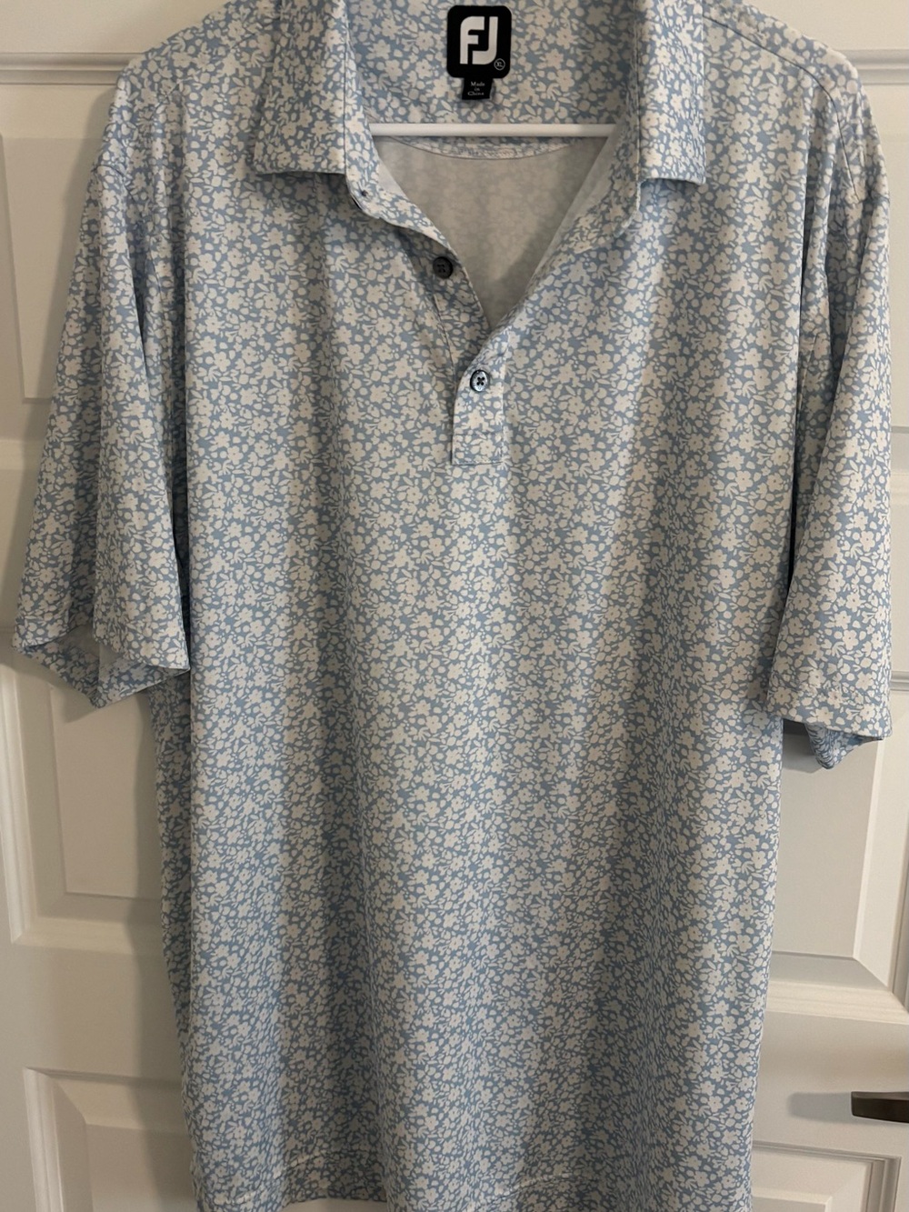 FootJoy Light Blue White Micro Floral Golf Polo